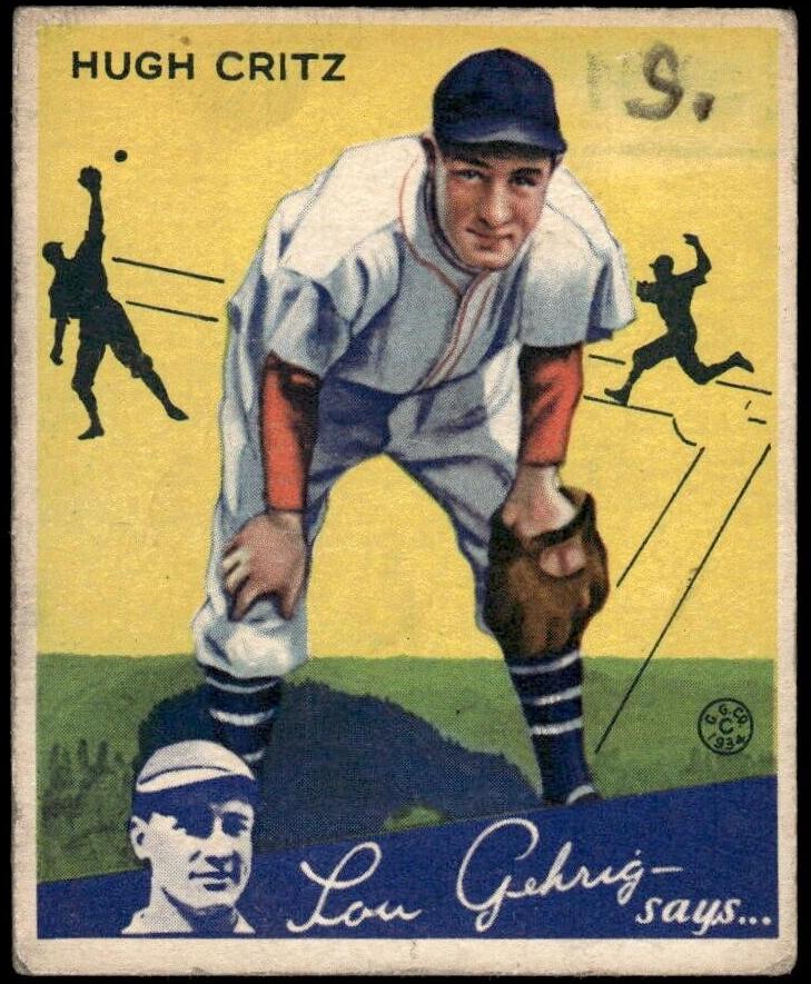 1934 R320 Goudey Baseball Hugh Critz #17