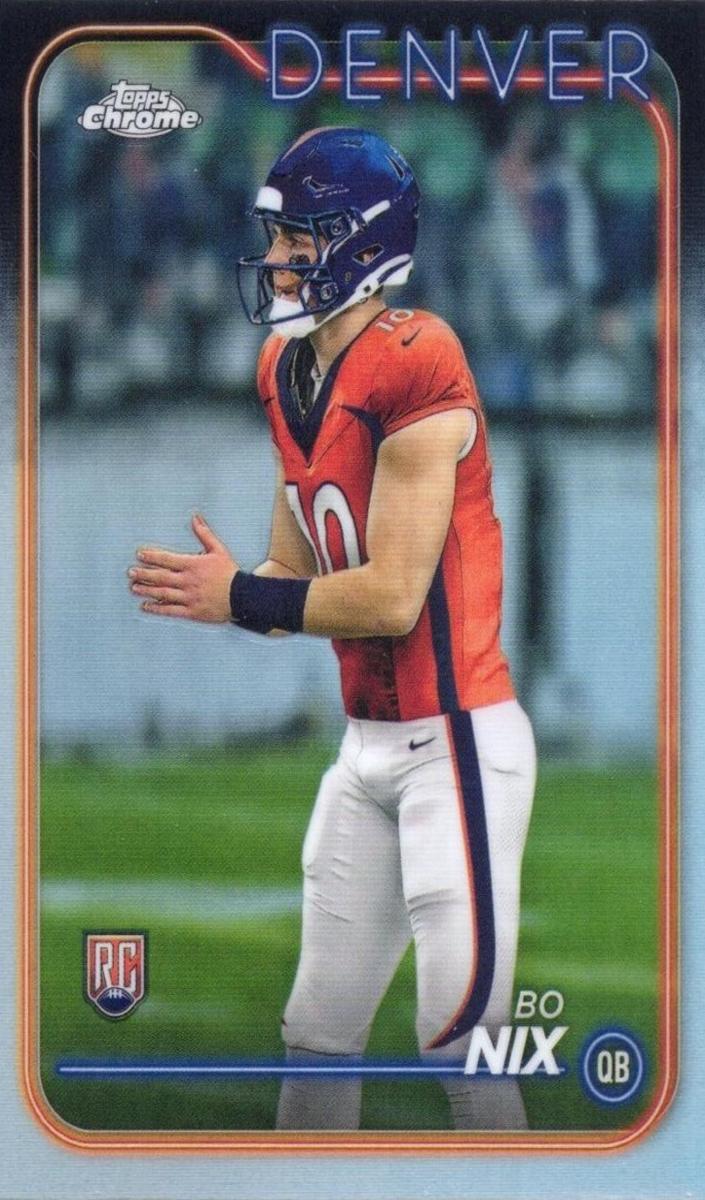 2024 Topps Chrome Football Refractor Bo Nix #206 RAW Ungraded