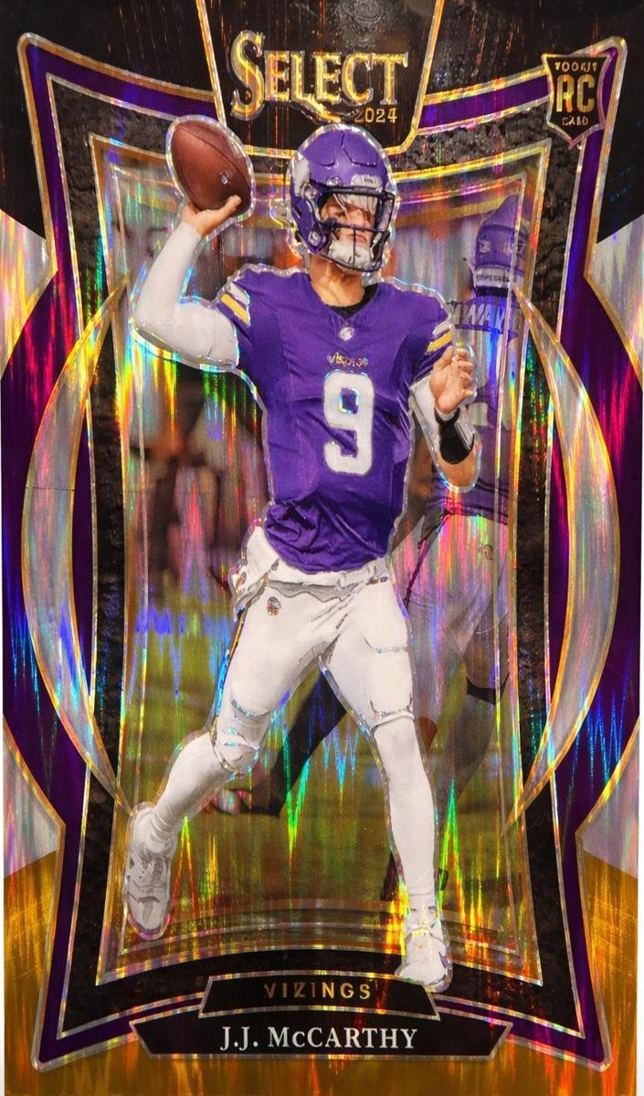 2024 Panini Select Football Black and Gold Shock J.J. McCarthy #24 PSA 8