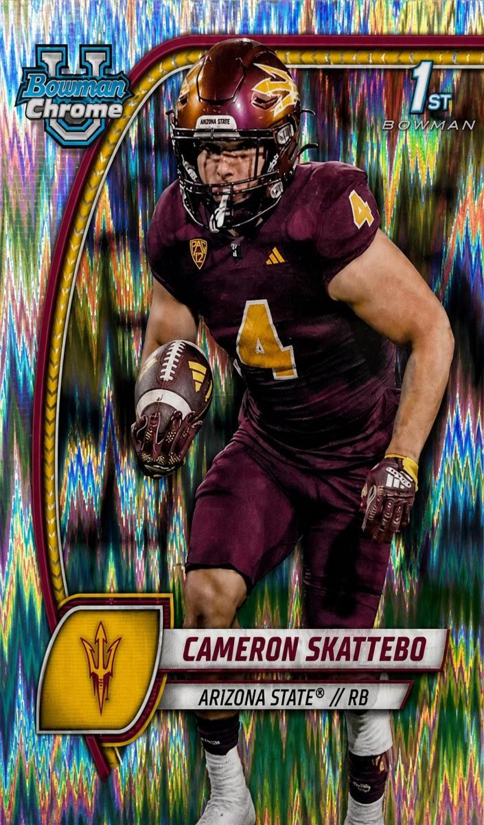 2024 Bowman Chrome University Football Stealth Refractor Cameron Skattebo #37