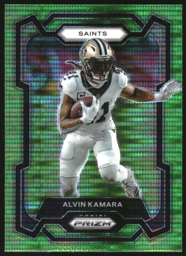 2023 Panini Prizm Football Neon Green Pulsar Alvin Kamara #210