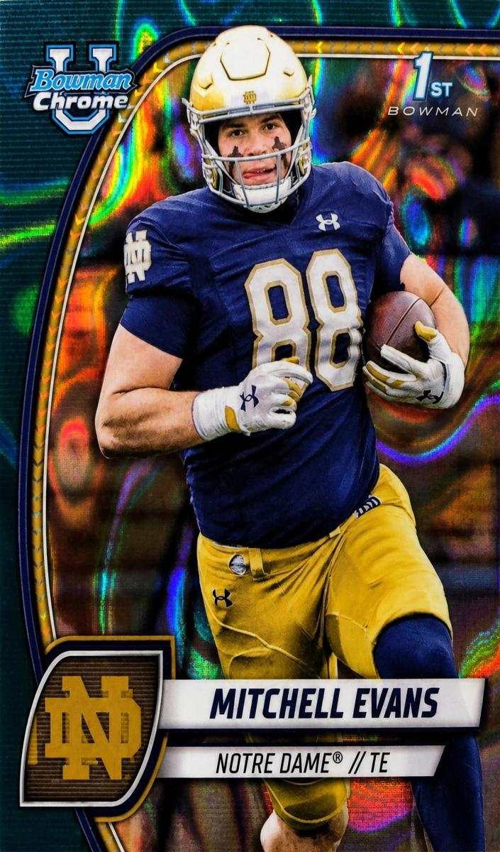 2024 Bowman Chrome University Football Teal Lava Refractor Mitchell Evans #132