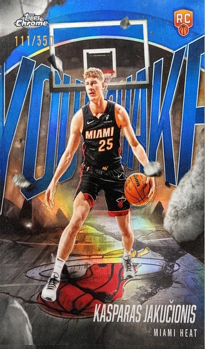 2025 Topps Chrome Basketball Blue Refractor Kasparas Jakucionis #YQ-11