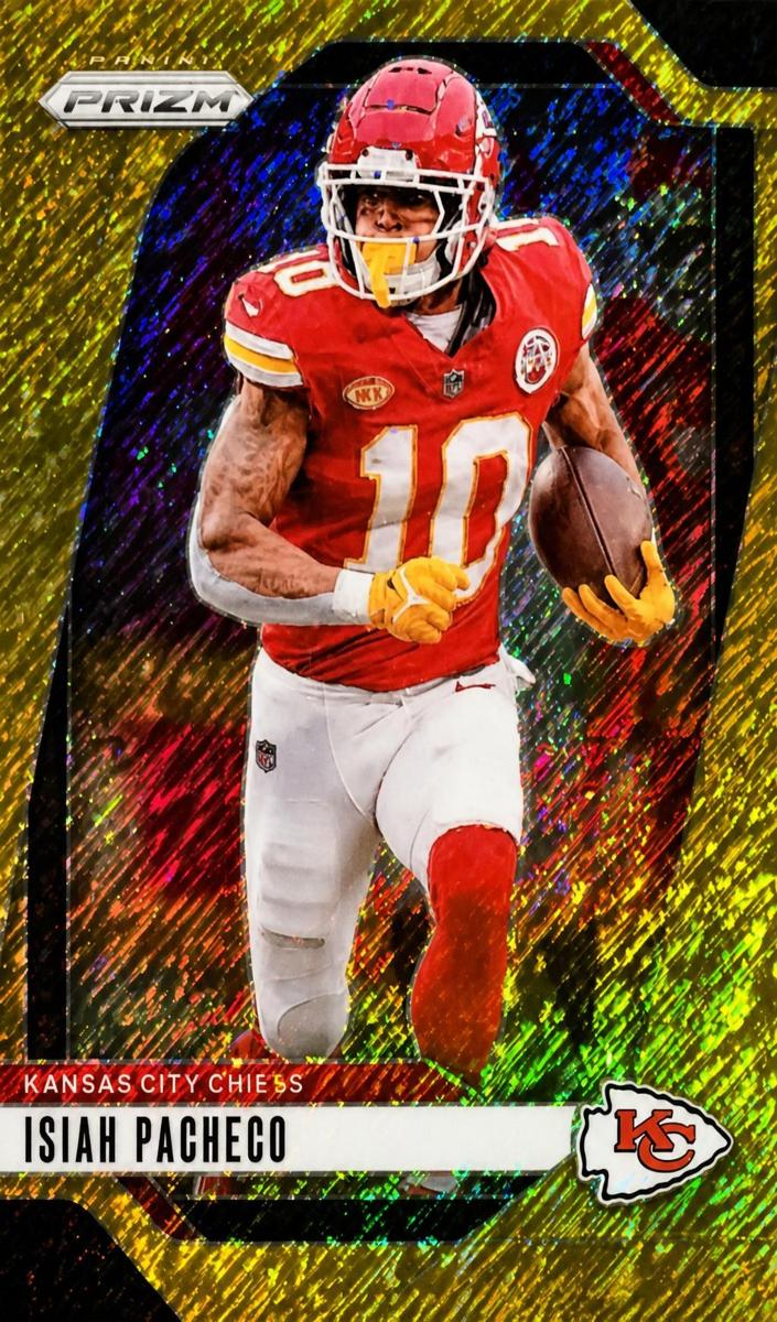 2024 Panini Prizm Football Gold Shimmer Isiah Pacheco #139