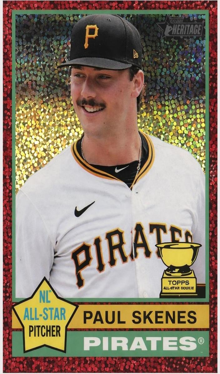 2025 Topps Heritage Baseball Burgundy Sparkle Refractor Paul Skenes #60