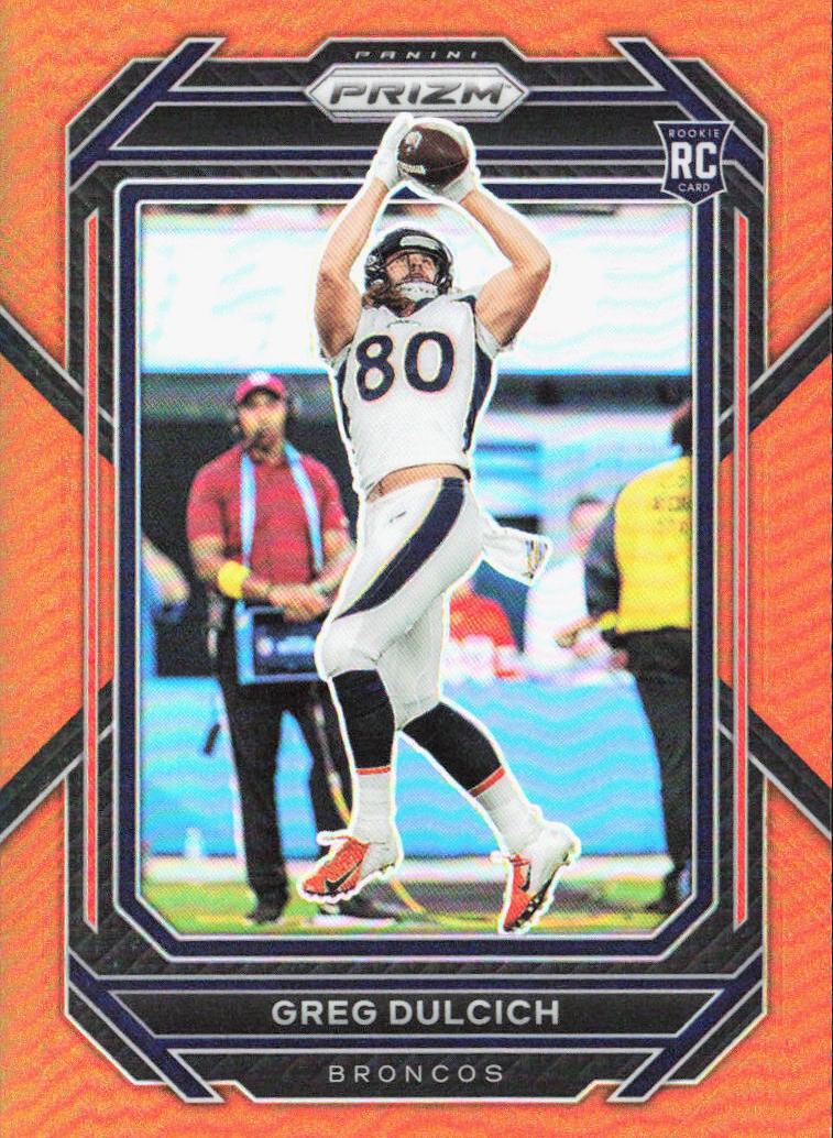 2022 Panini Prizm Football Orange Greg Dulcich #360