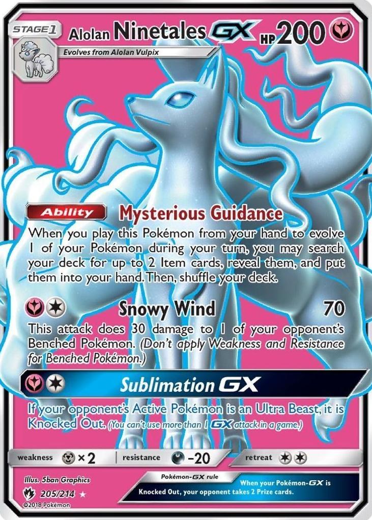 2018 Pokemon Sun & Moon Lost Thunder Alolan Ninetales #205 PSA 9