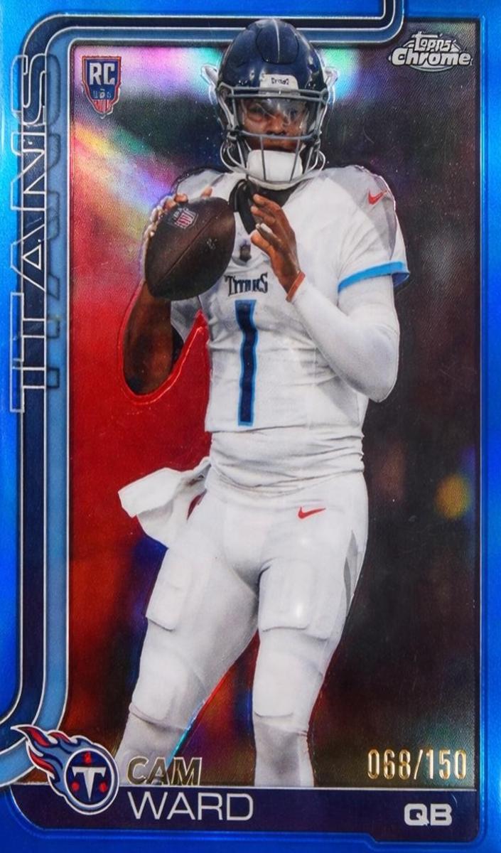 2025 Topps Chrome Football Blue Refractor Cam Ward #314