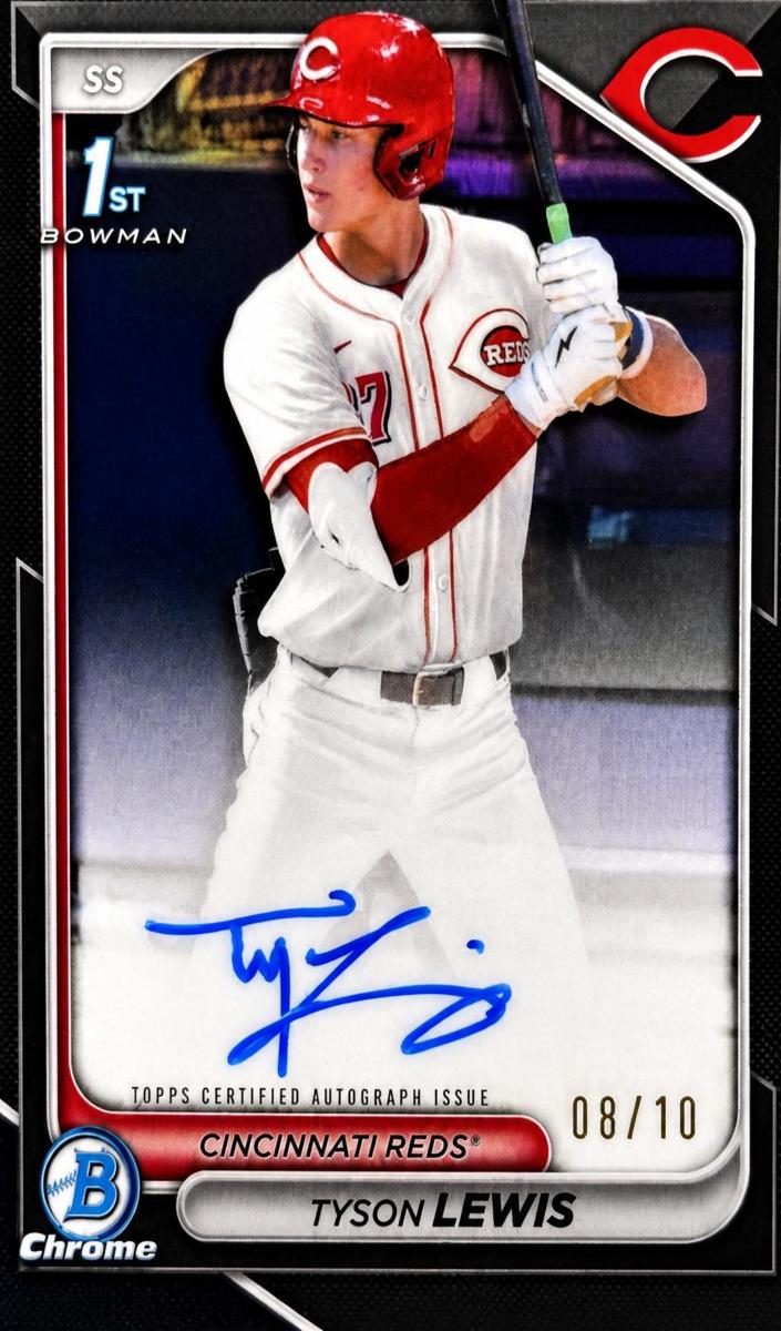 2024 Bowman Draft Chrome Baseball Black Refractor Tyson Lewis #CPA-TL PSA 9