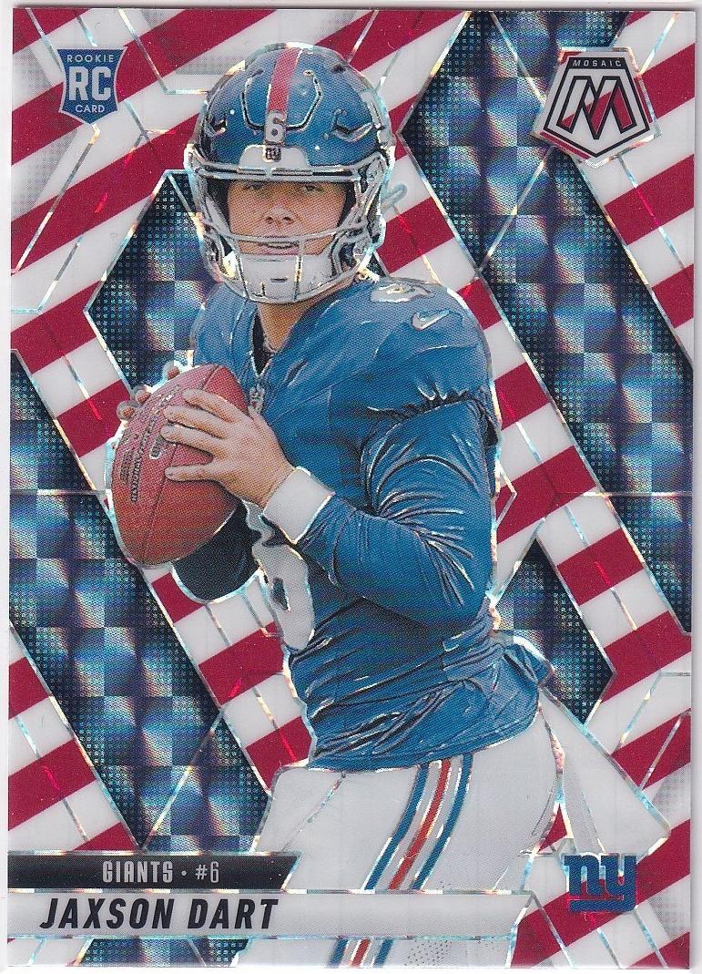 2025 Panini Mosaic Football Red and White Stripe Jaxson Dart #362 PSA 10