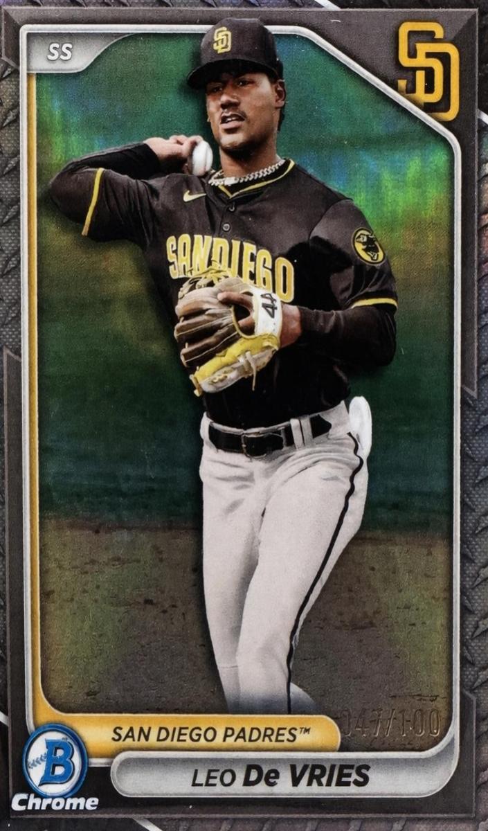 2024 Bowman Draft Chrome Baseball Steel Metal Refractor Leo De Vries #BDC-116 PSA 9