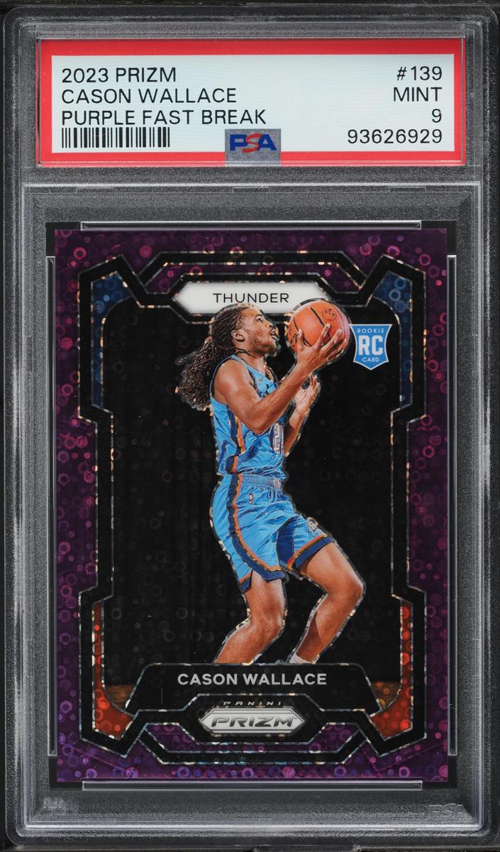 2023 Panini Prizm Basketball Fast Break Purple Cason Wallace #139 PSA 9