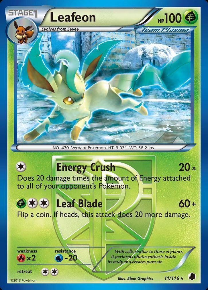 2013 Pokemon Black & White Plasma Freeze Leafeon #11 CGC 6.5