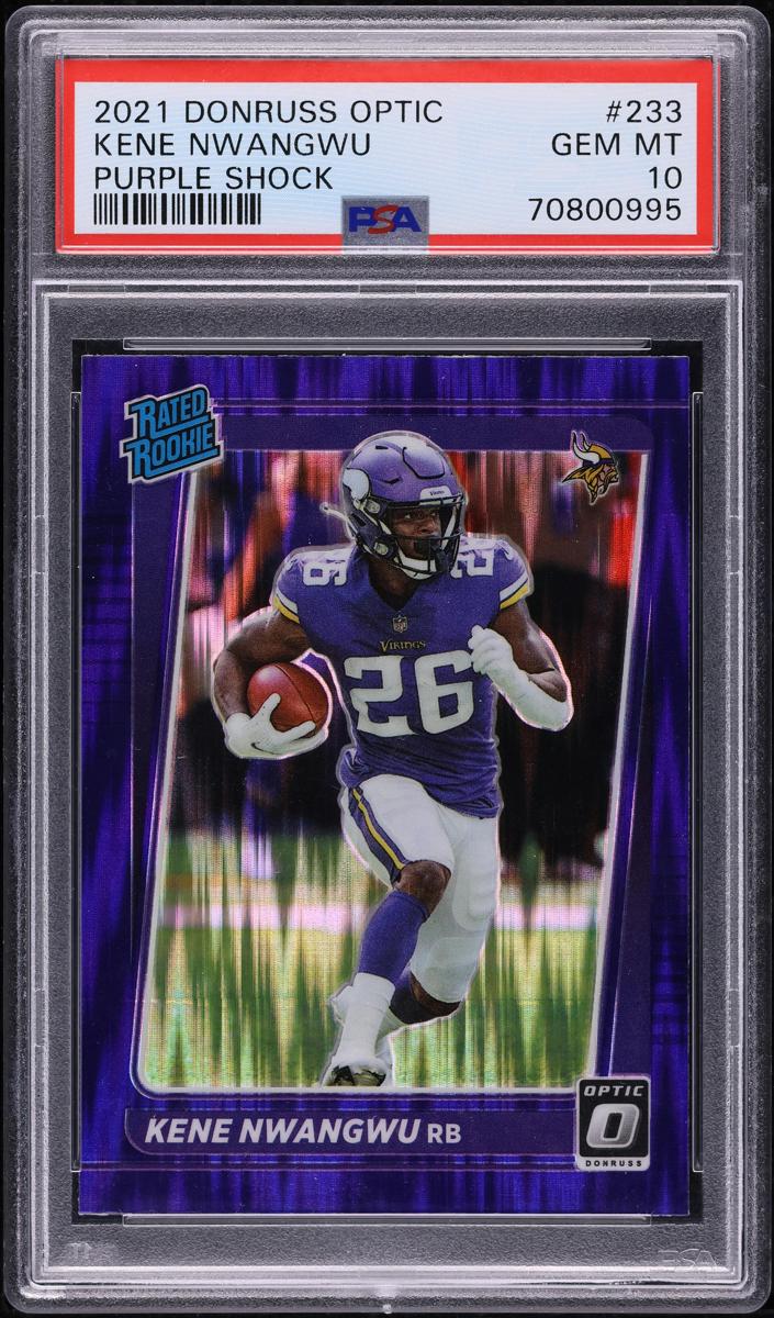 2021 Donruss Optic Football Purple Shock Kene Nwangwu #233 PSA 9