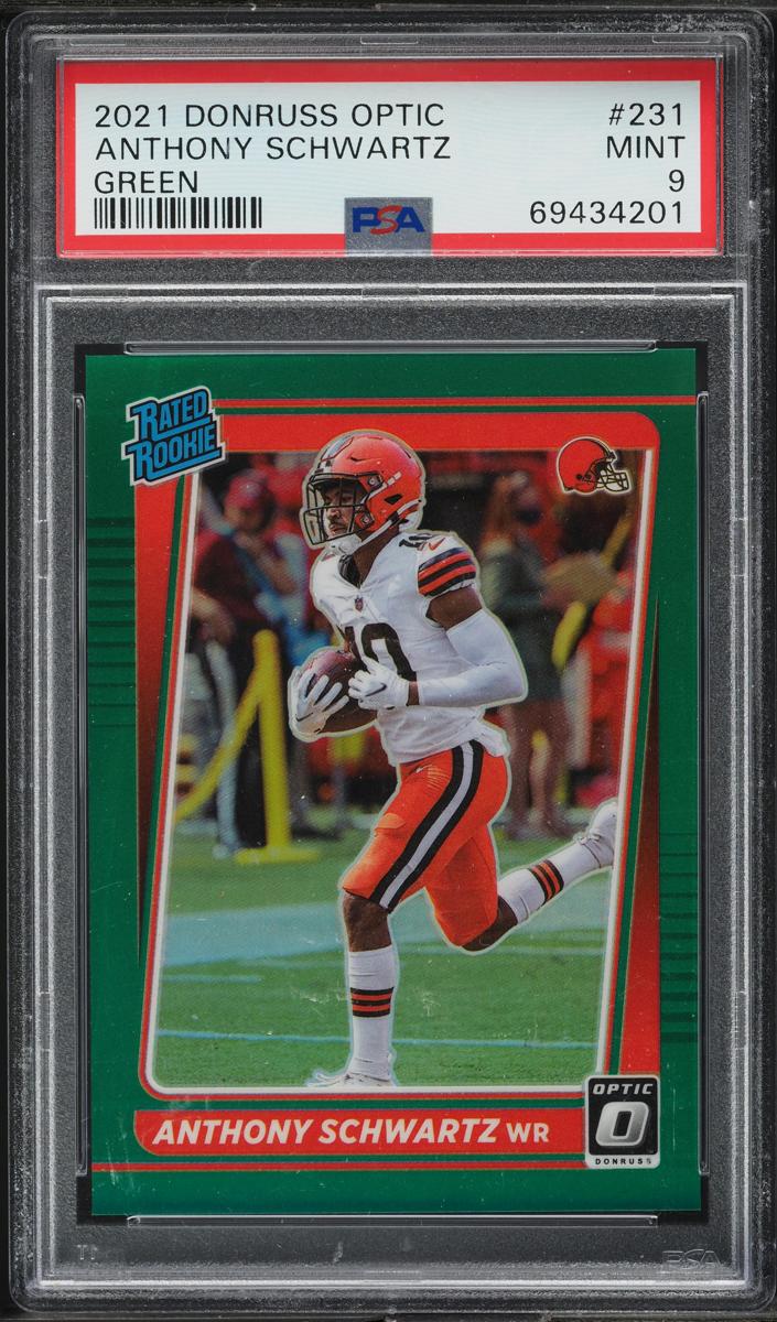 2021 Donruss Optic Football Green Anthony Schwartz #231 PSA 9