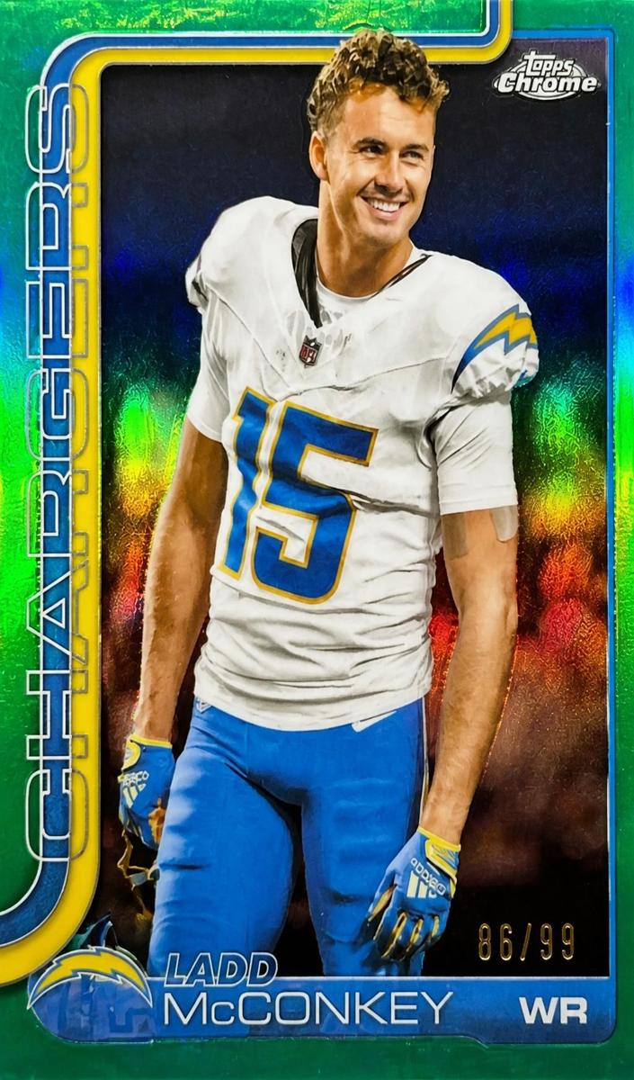 2025 Topps Chrome Football Green Refractor Ladd McConkey #156