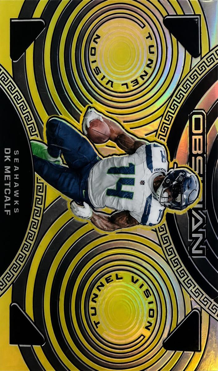 2023 Panini Obsidian Football Asia Electric Etch Gold Flood DK Metcalf #24