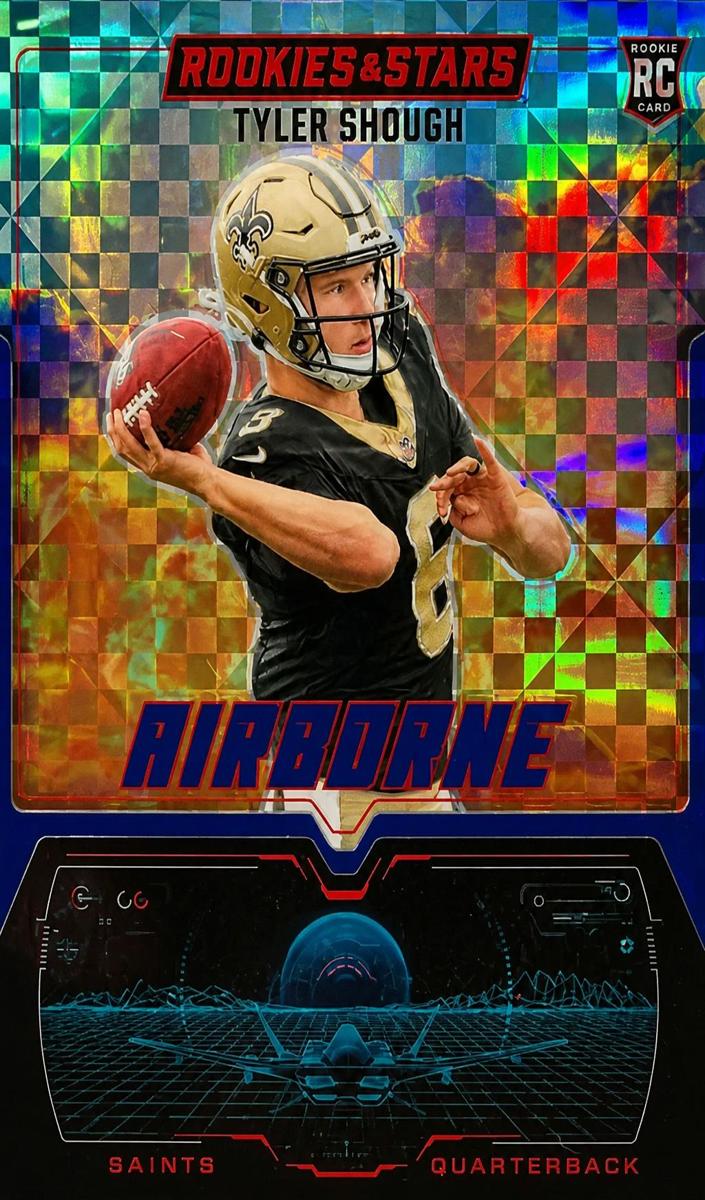 2025 Panini Rookies & Stars Football Blue Plaid Tyler Shough #20
