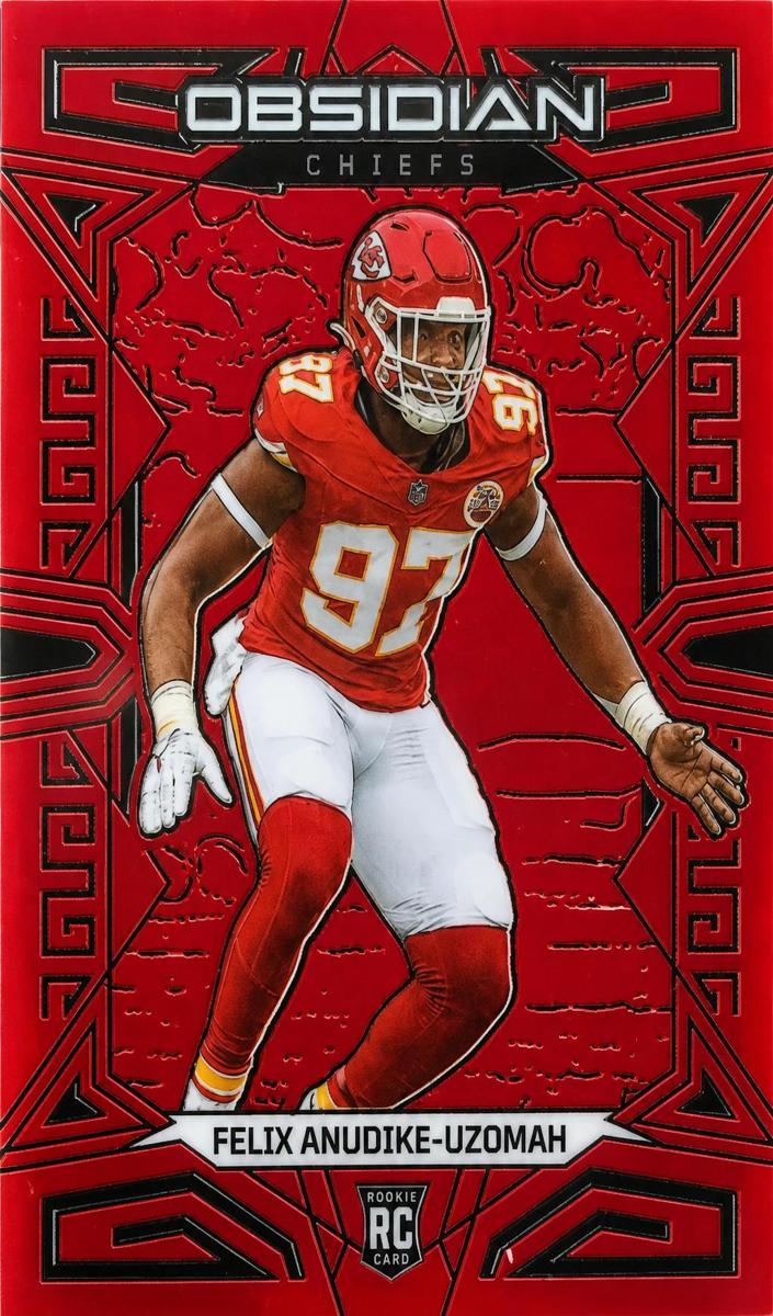 2023 Panini Obsidian Football Asia Electric Etch Red Flood Felix Anudike-Uzomah #150