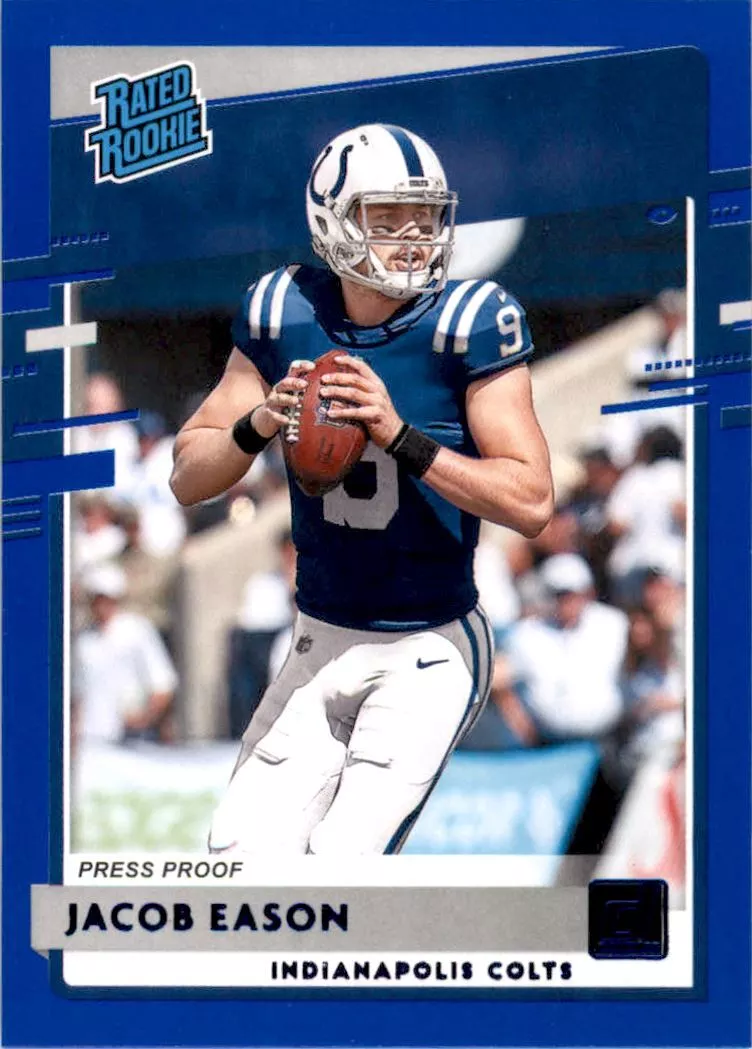 2020 Panini Donruss Football Press Proof Blue Jacob Eason #312 PSA 10
