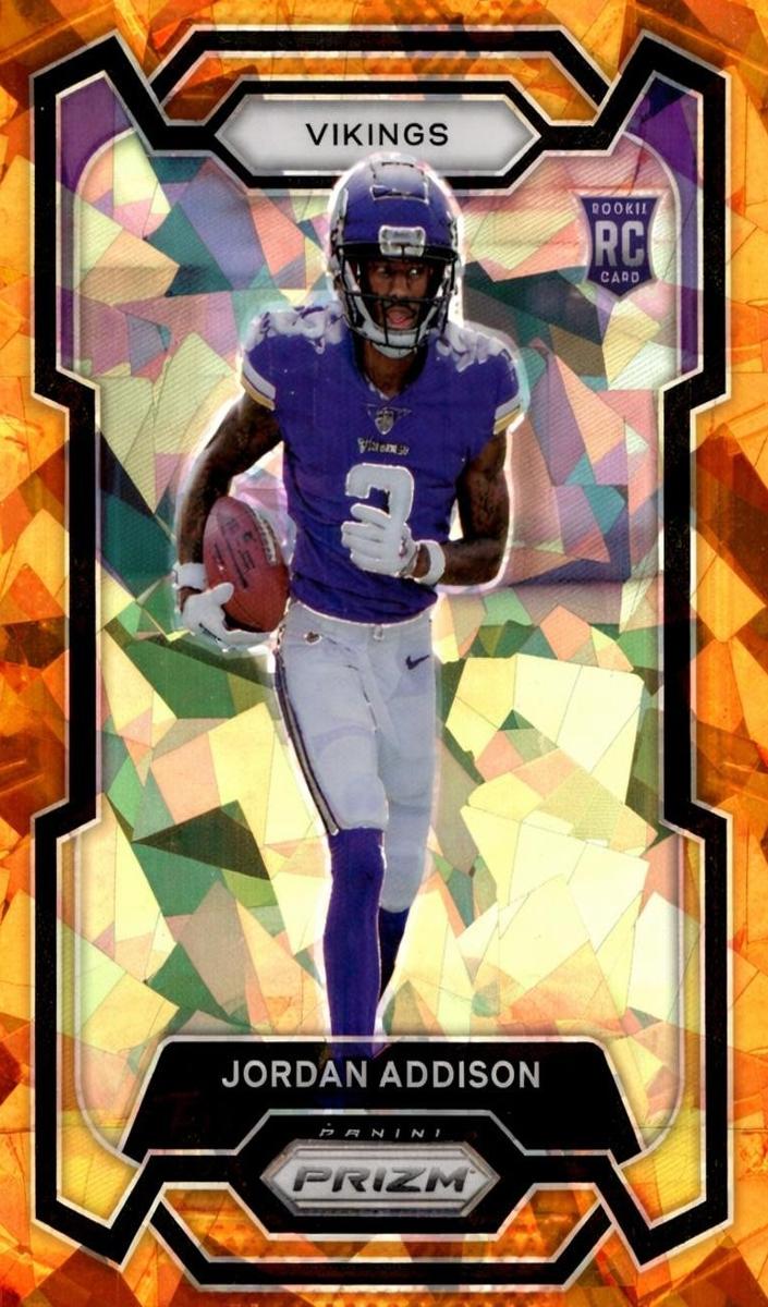 2023 Panini Prizm Football Orange Ice Jordan Addison #368 PSA 9