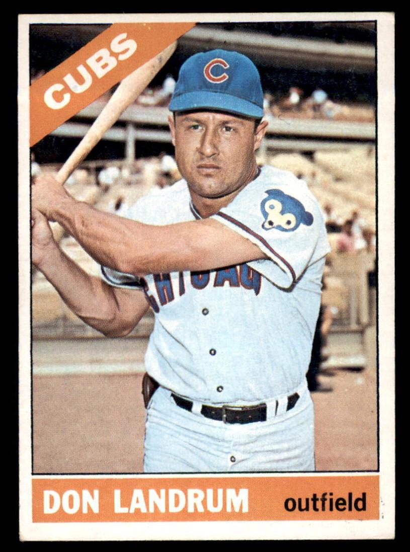 1966 Topps Baseball Full Button Don Landrum #43 PSA 7