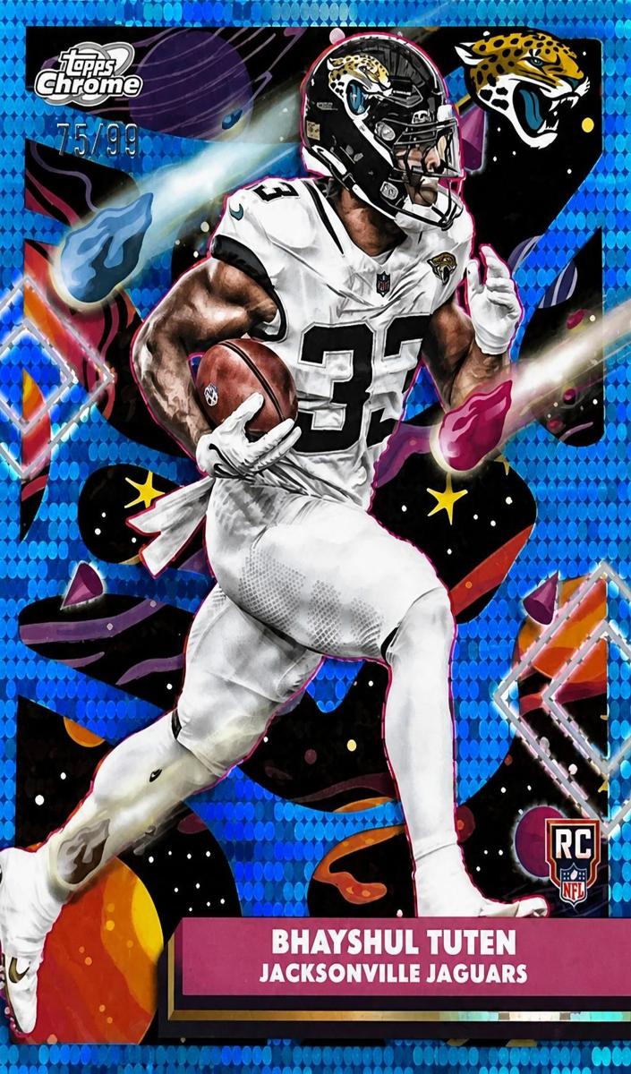2025 Topps Cosmic Chrome Football Blue Moon Refractor Bhayshul Tuten #147