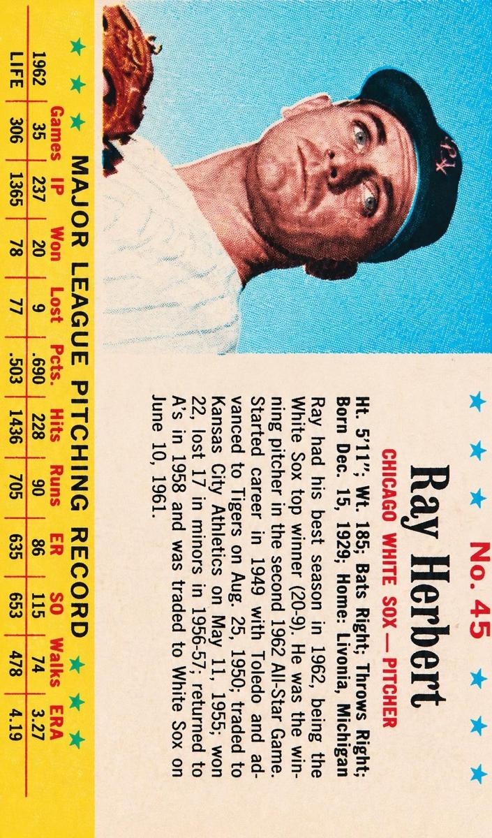 1963 Post Cereal Baseball Ray Herbert #45 PSA 7.5