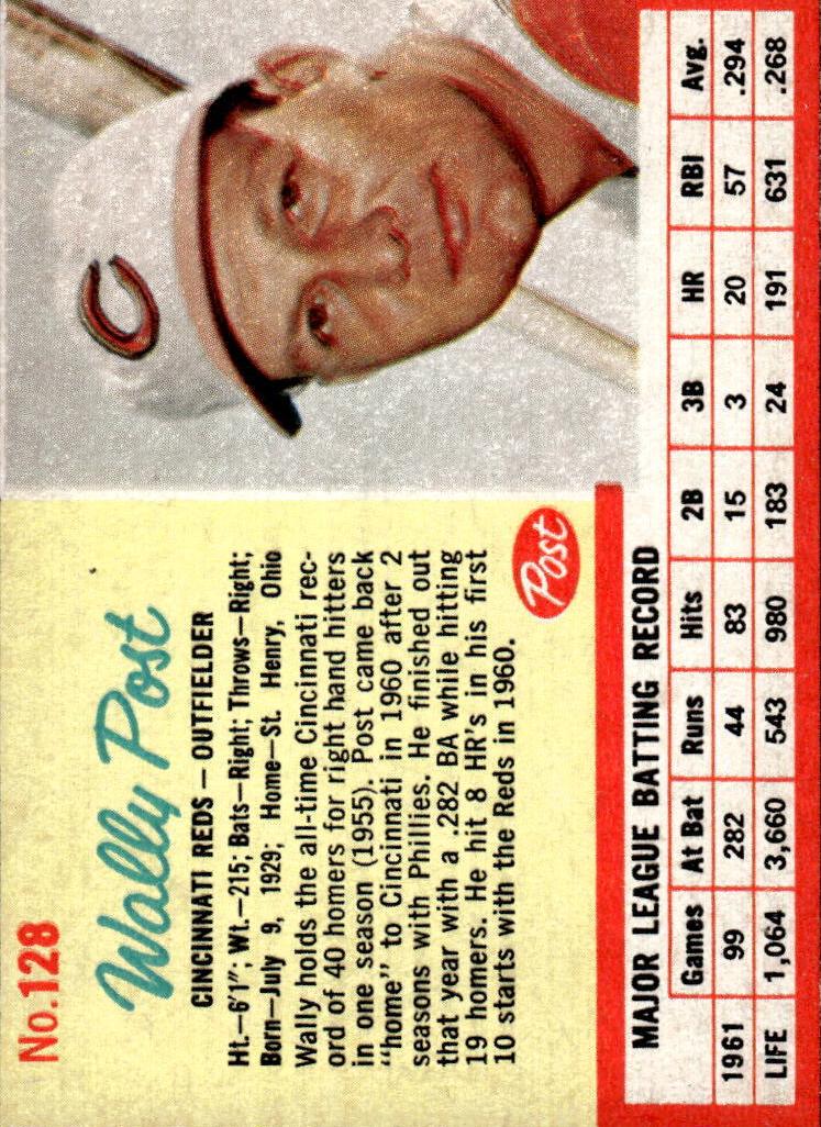 1962 Post Cereal Baseball Wally Post #128 PSA 4.5