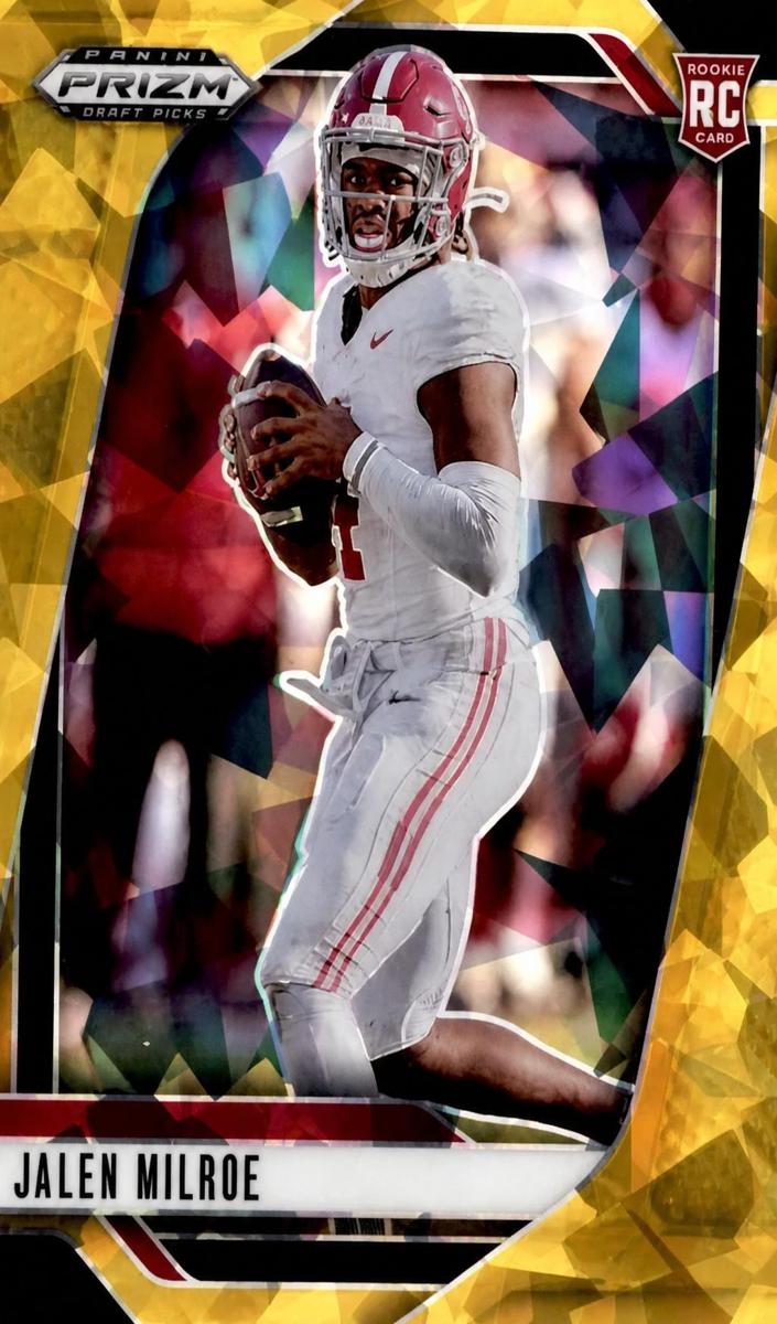 2025 Panini Prizm Draft Picks Football Gold Ice Jalen Milroe #5