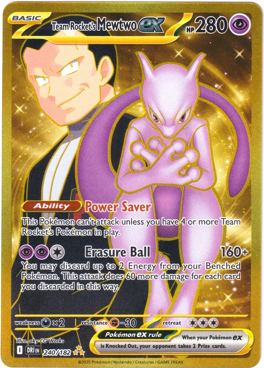 2025 Pokemon Scarlet & Violet Destined Rivals Team Rocket's Mewtwo EX #240 CGC 9