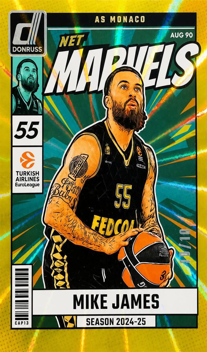 2024 Donruss Turkish Airlines EuroLeague Basketball Gold Laser Mike James #12
