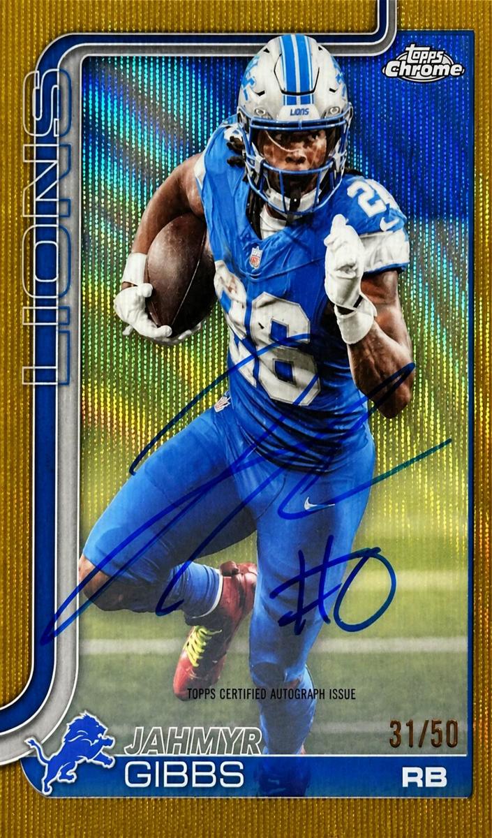 2025 Topps Chrome Football Gold Wave Refractor Jahmyr Gibbs #BA-JG