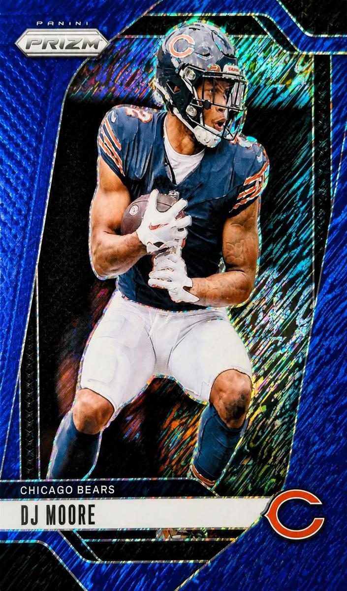 2024 Panini Prizm Football Blue Shimmer DJ Moore #48 PSA 9