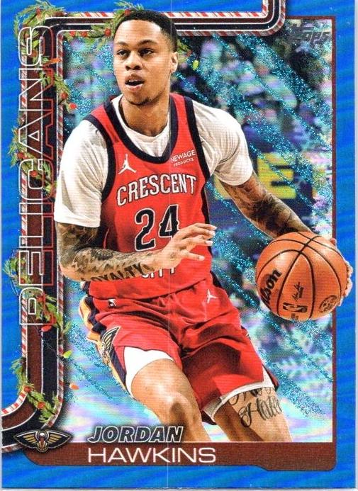 2025 Topps Holiday Basketball Blue Metallic Glitter Holiday Jordan Hawkins #H151
