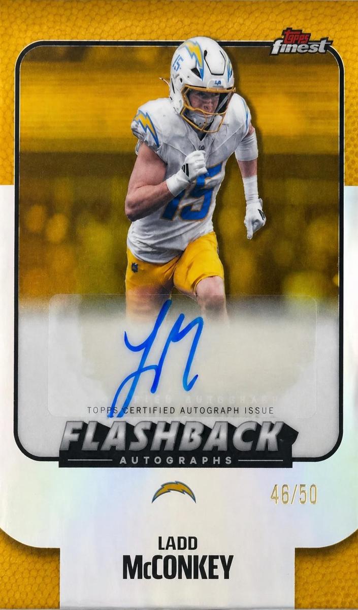 2025 Topps Finest Football Gold Refractor Ladd McConkey #FBA-LM