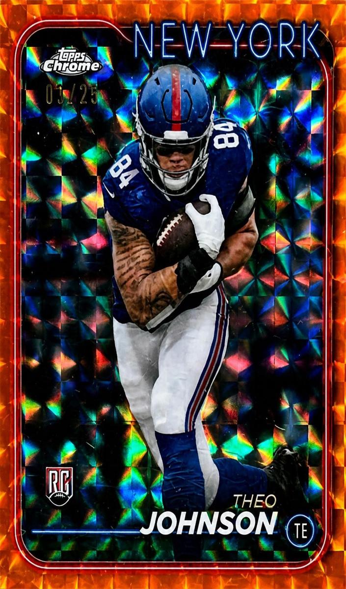 2024 Topps Chrome Football Orange Geometric Refractor Theo Johnson #257
