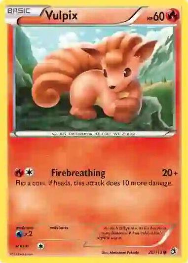 2013 Pokemon Black & White Legendary Treasures Vulpix #20