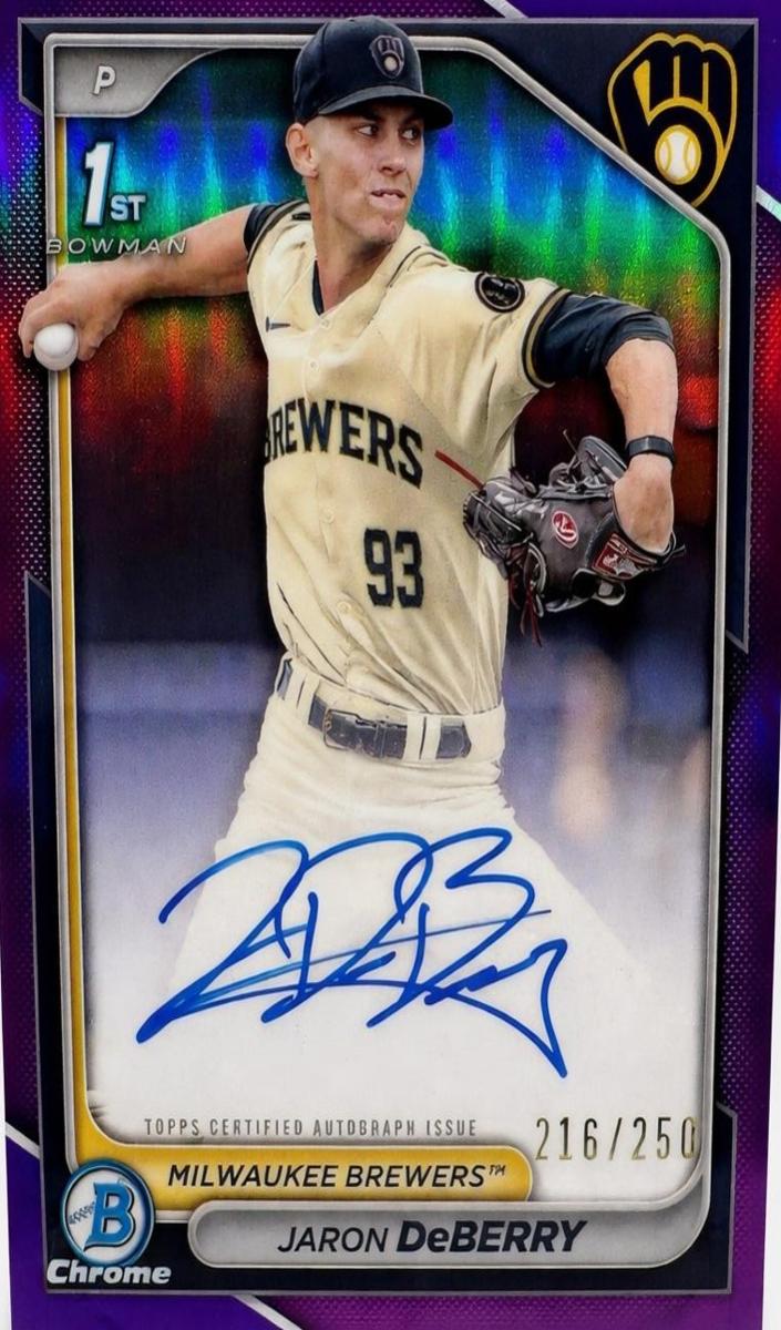 2024 Bowman Draft Chrome Baseball Purple Refractor Jaron DeBerry #CPA-JDE