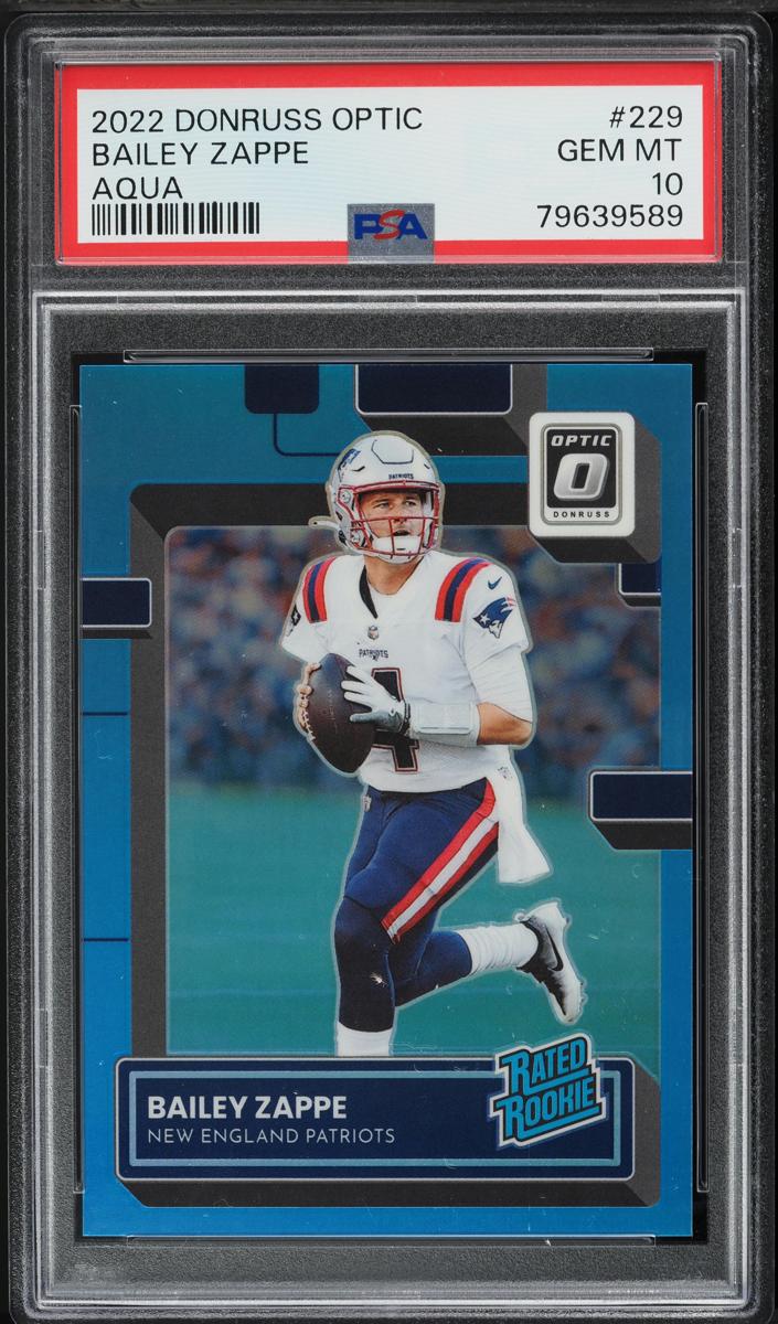 2022 Donruss Optic Football Aqua Bailey Zappe #229 PSA 10