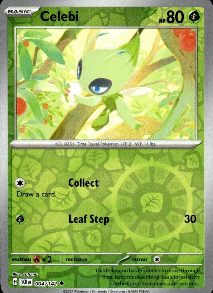 2024 Pokemon Scarlet & Violet Stellar Crown Reverse Holo Celebi #4 PSA 9