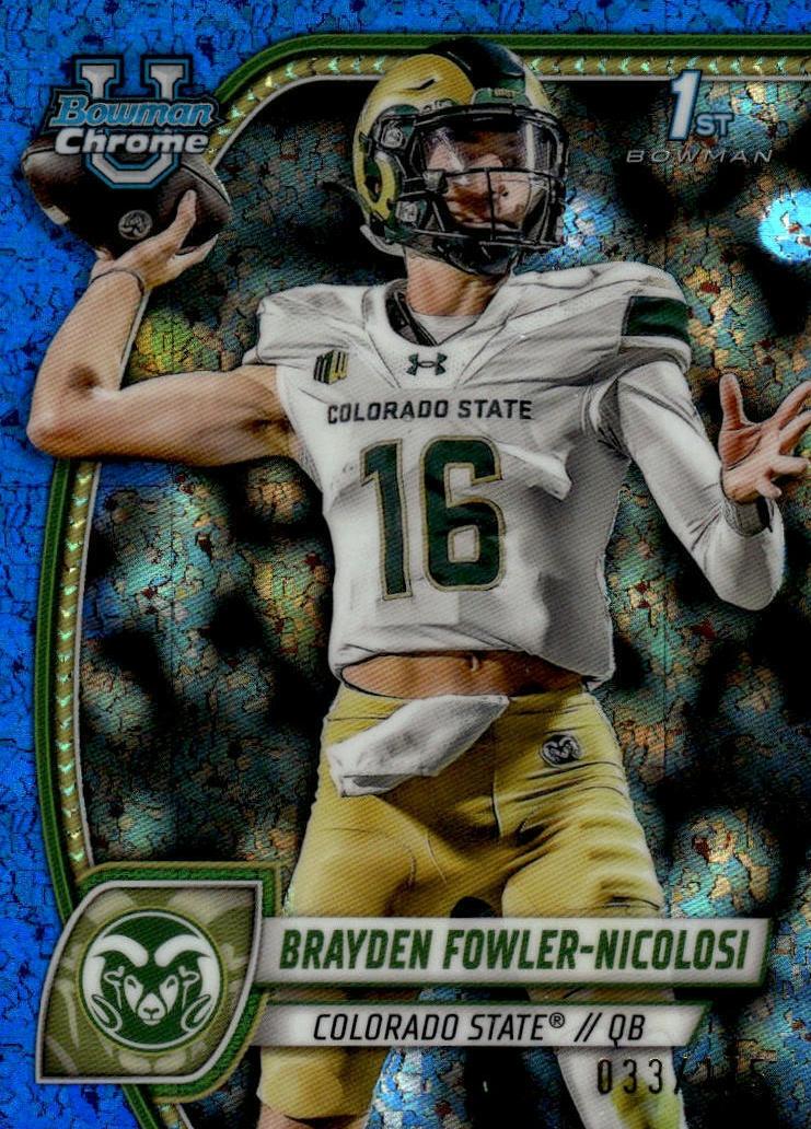 2024 Bowman Chrome University Football Blue Mini Diamond Refractor Brayden Fowler-Nicolosi #24