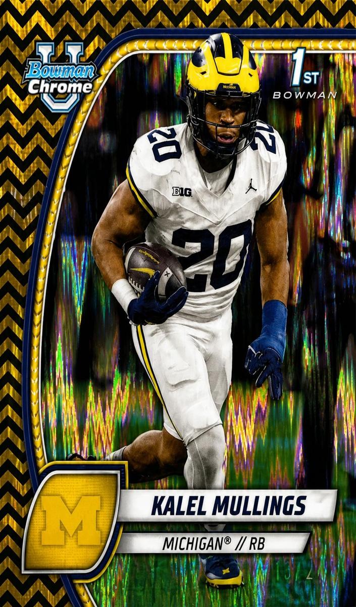 2024 Bowman Chrome University Football Black And Gold Stealth Refractor Kalel Mullings #106