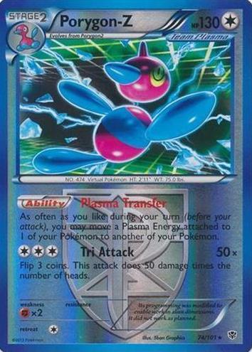 2013 Pokemon Black & White Plasma Blast Reverse Holo Porygon-Z #74