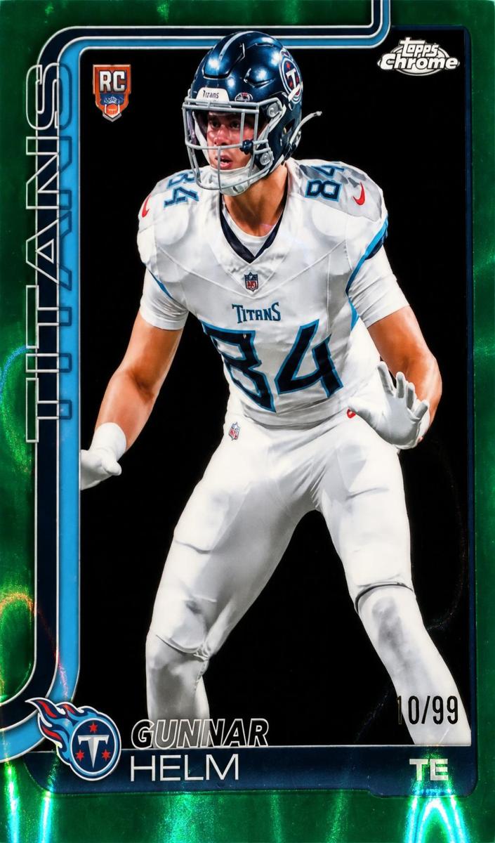 2025 Topps Chrome Football Green Lava Refractor Gunnar Helm #305