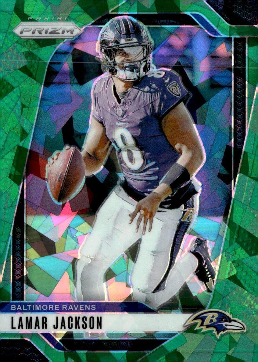 2024 Panini Prizm Football Green Ice Lamar Jackson #19 PSA 9