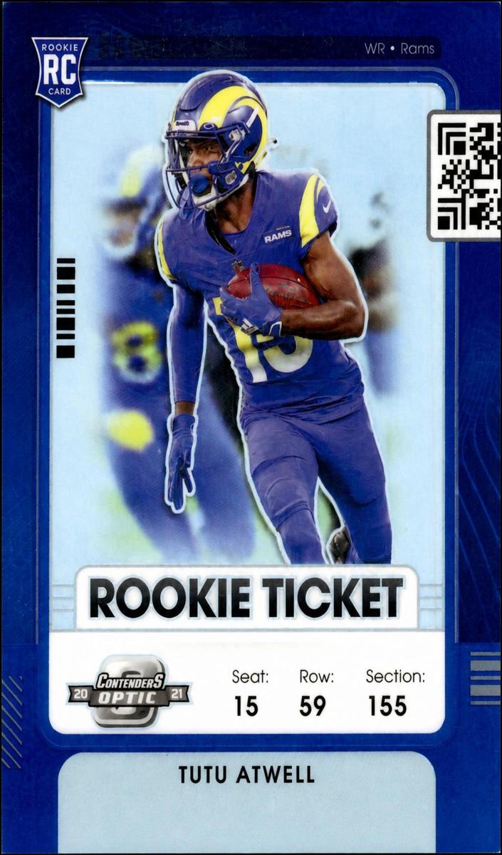 2021 Panini Contenders Optic Football Blue Tutu Atwell #96