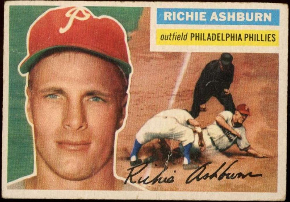 1956 Topps Baseball Gray Back Richie Ashburn #120 PSA 6