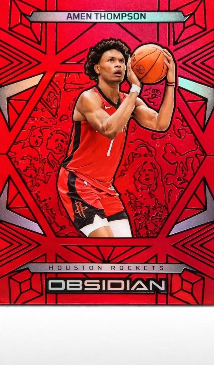 2024 Panini Obsidian Basketball Electric Etch Red Flood Amen Thompson #62