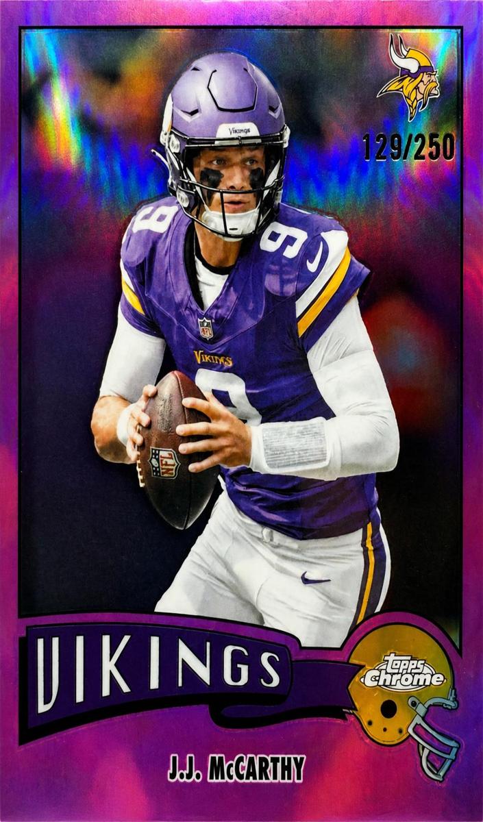 2025 Topps Chrome Football Pink Refractor J.J. McCarthy #1975-22